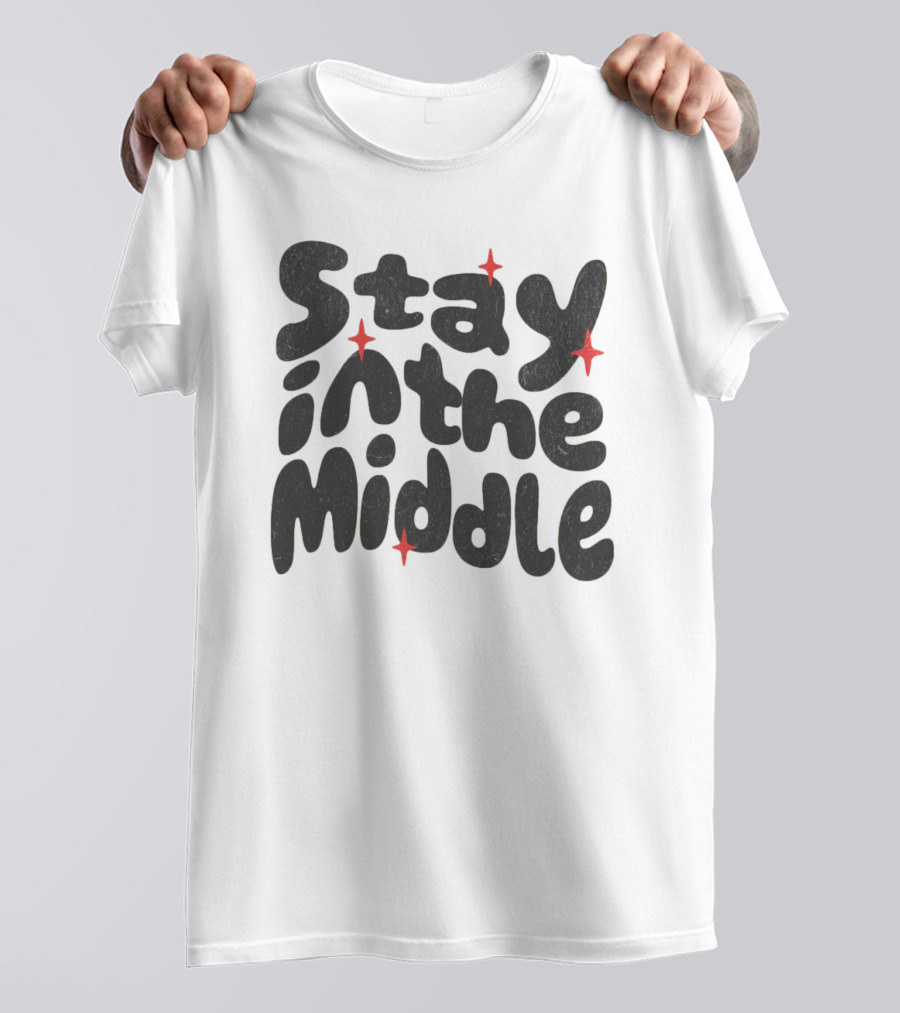 Stay In The Middle With Red Spark Accents T-Shirt