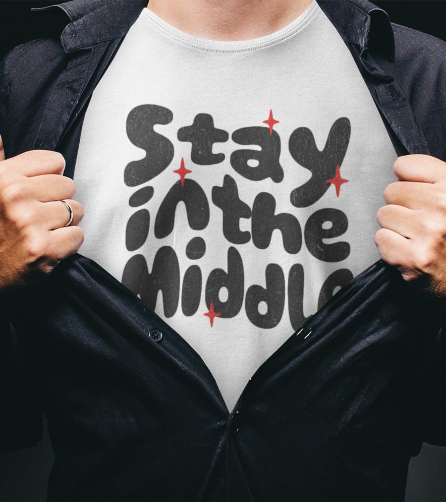 Stay In The Middle With Red Spark Accents T-Shirt