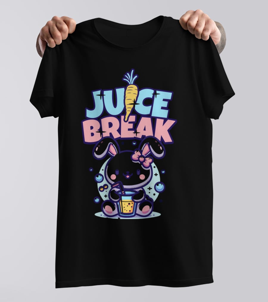 Juice Break Cute Bunny With Carrot And Drink T-Shirt
