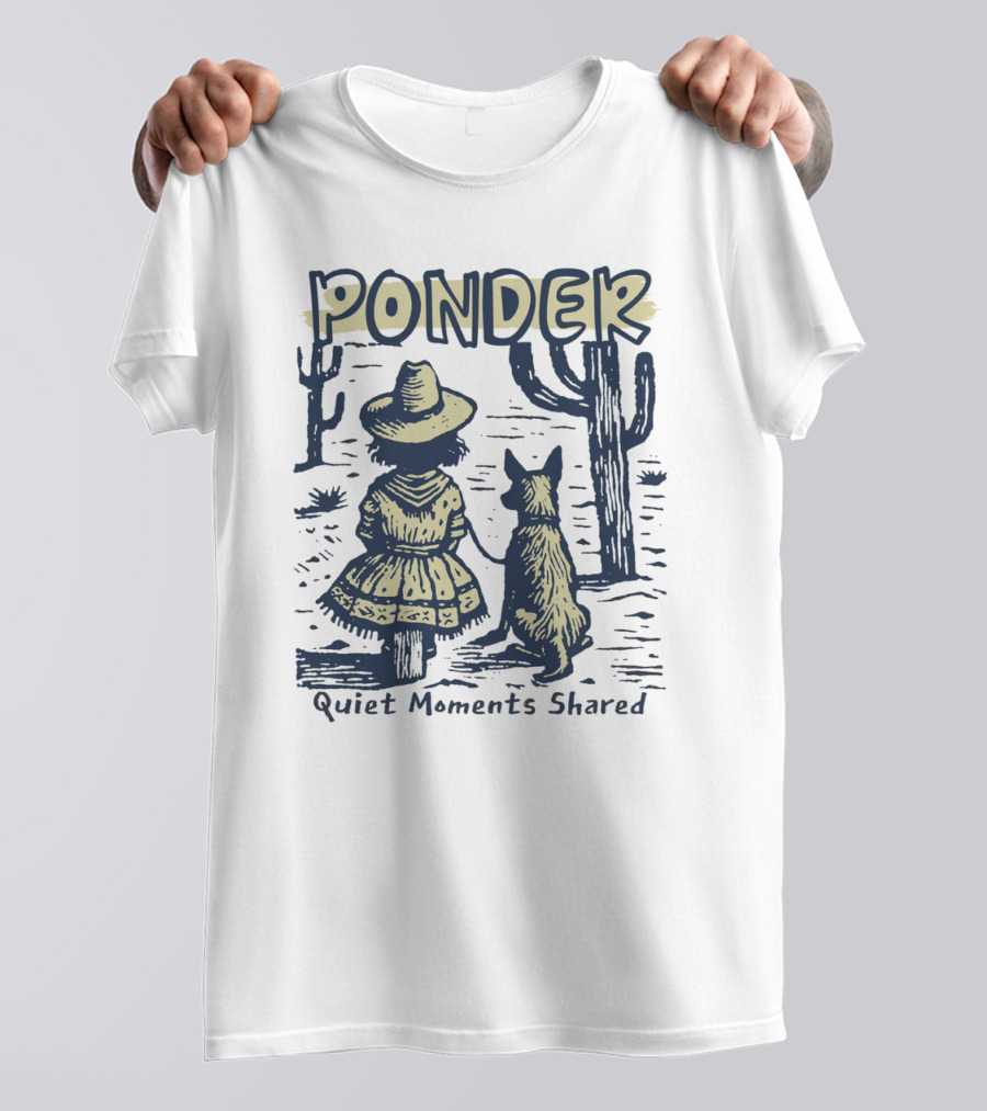 Ponder Quiet Moments Shared Cowboy Hat Desert Scene T-Shirt