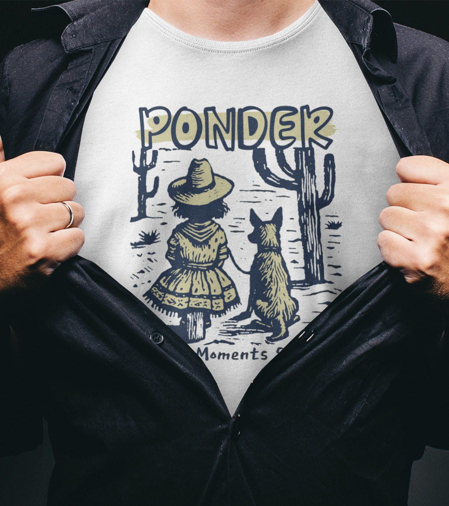 Ponder Quiet Moments Shared Cowboy Hat Desert Scene T-Shirt