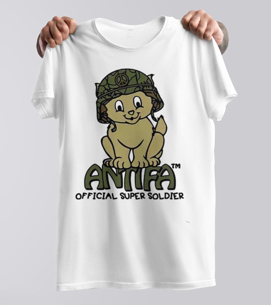 Antifa Super Soldier Peace Helmet Kitten T-Shirt