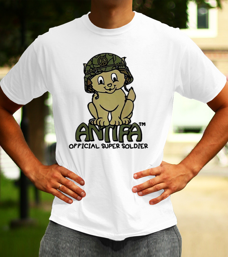 Antifa Super Soldier Peace Helmet Kitten T-Shirt