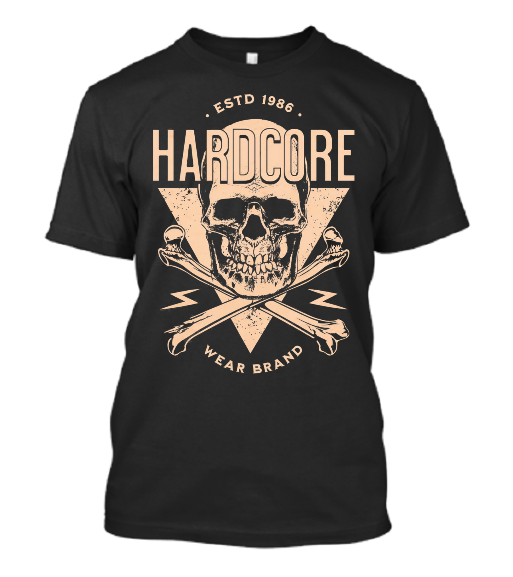 HARDCORE ESTD 1986 Skull Crossbones Wear Brand T-Shirt