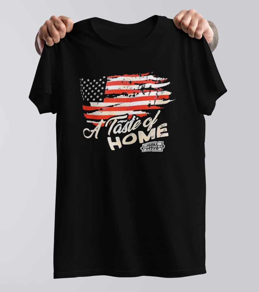 USA Flag A Taste Of Home Johnny Carino's Pizza T-Shirt