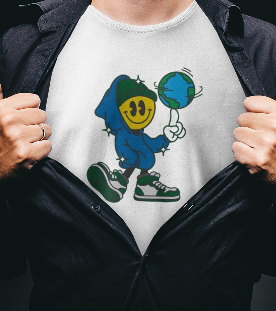 Connor Price Globe Spinner Smiley Face Hoodie Sneakers Planet T-Shirt