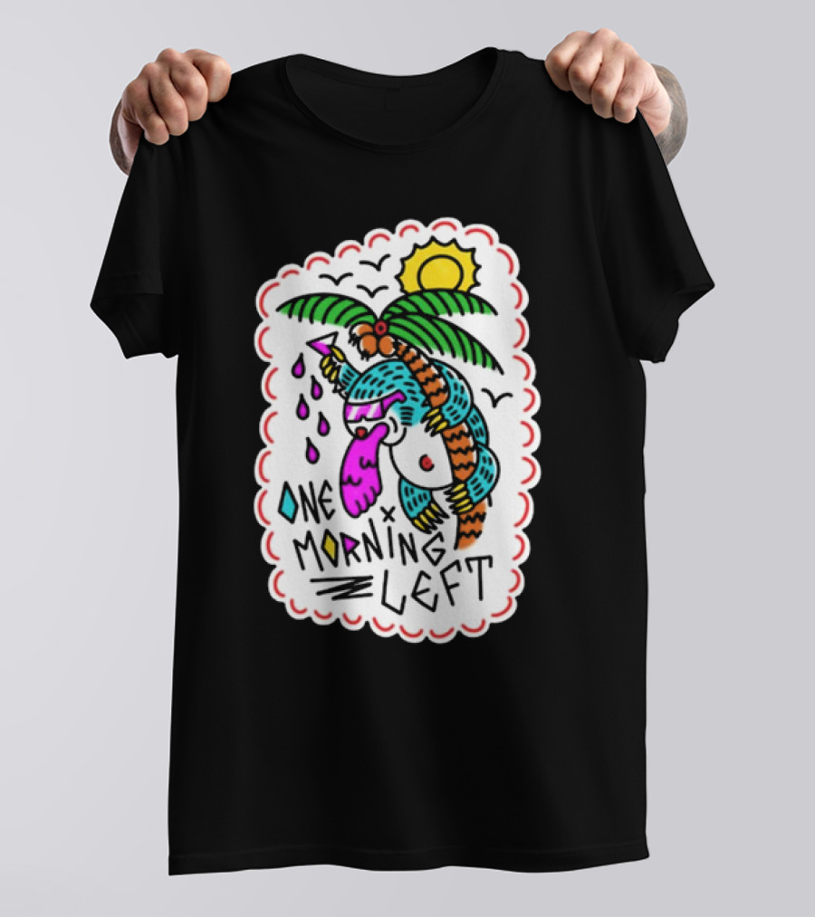 One Morning Left Palm Sloth Tropical Sunset Vibes T-Shirt
