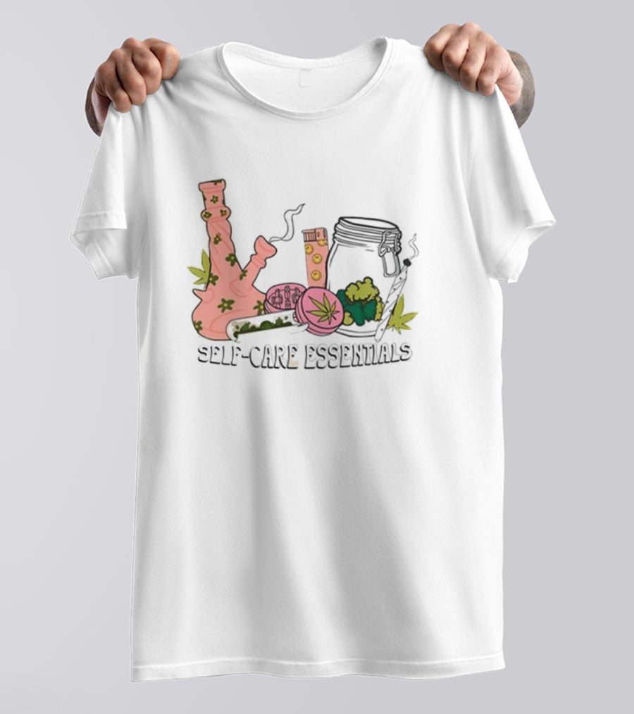 Cannabis-Inspired Self-Care Essentials With Floral Pink Bong Collection T-Shirt