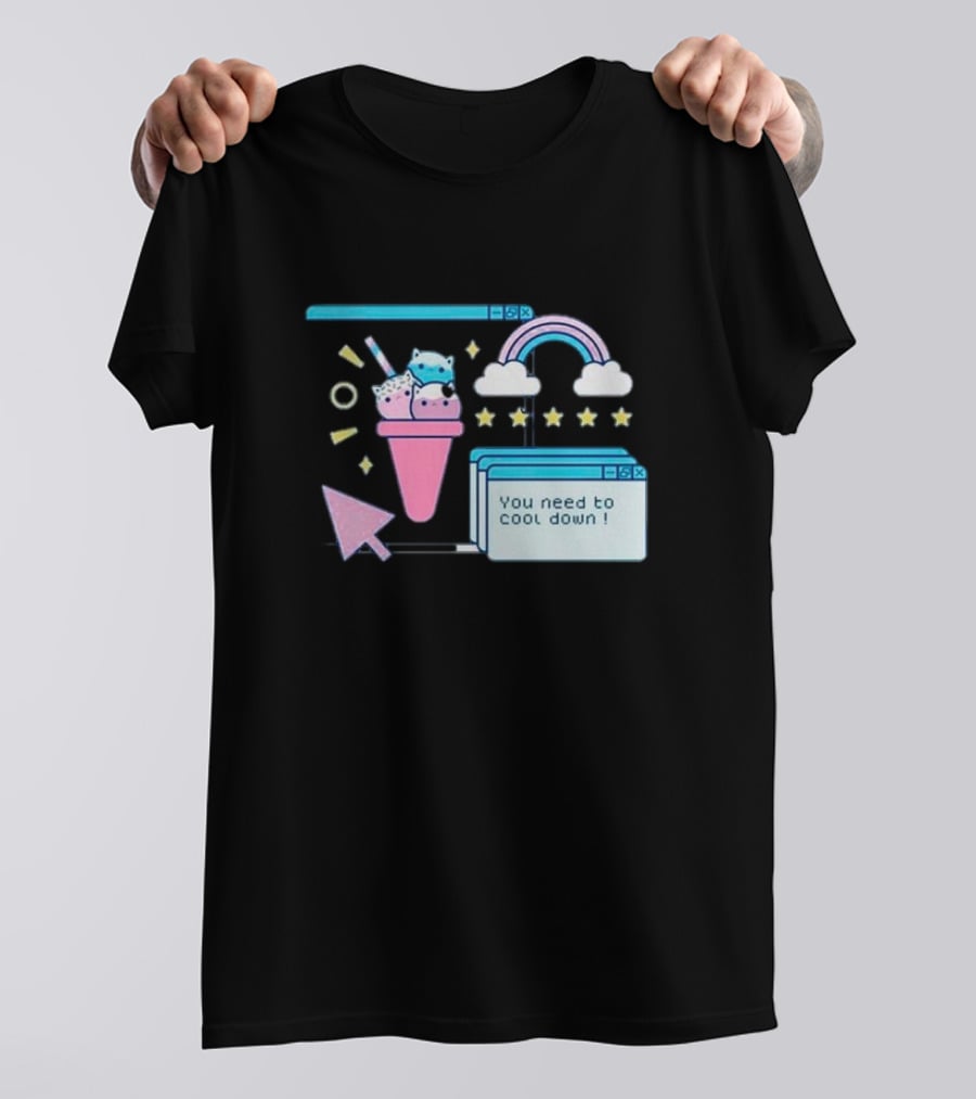 You Need To Cool Down Pastel Computer Icon With Rainbow And Star Elements T-Shirt