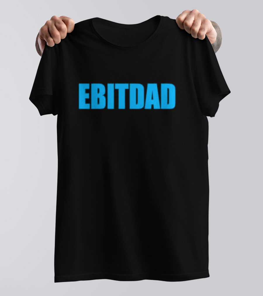 Clint Fiore Ebitdad Black Shirt With Bold Blue Text T-Shirt