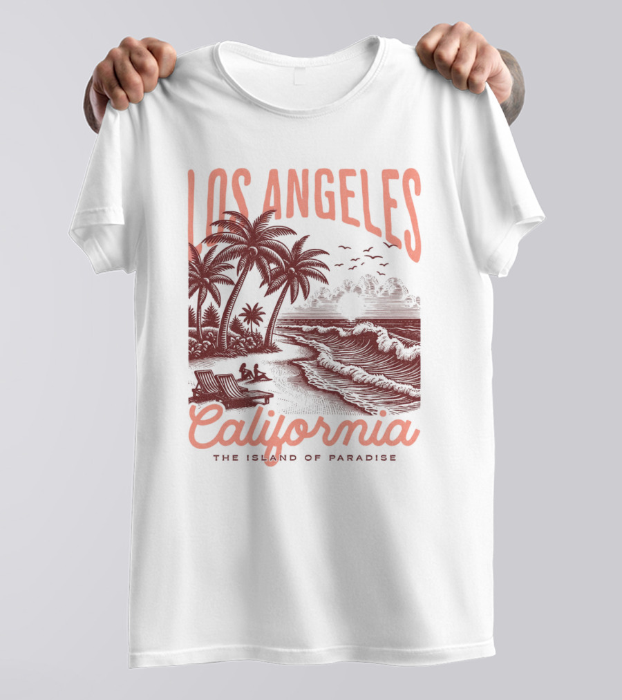 Los Angeles California The Island Of Paradise Vintage Beach T-Shirt