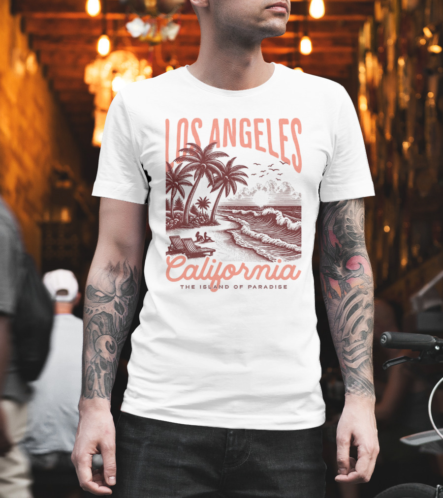 Los Angeles California The Island Of Paradise Vintage Beach T-Shirt