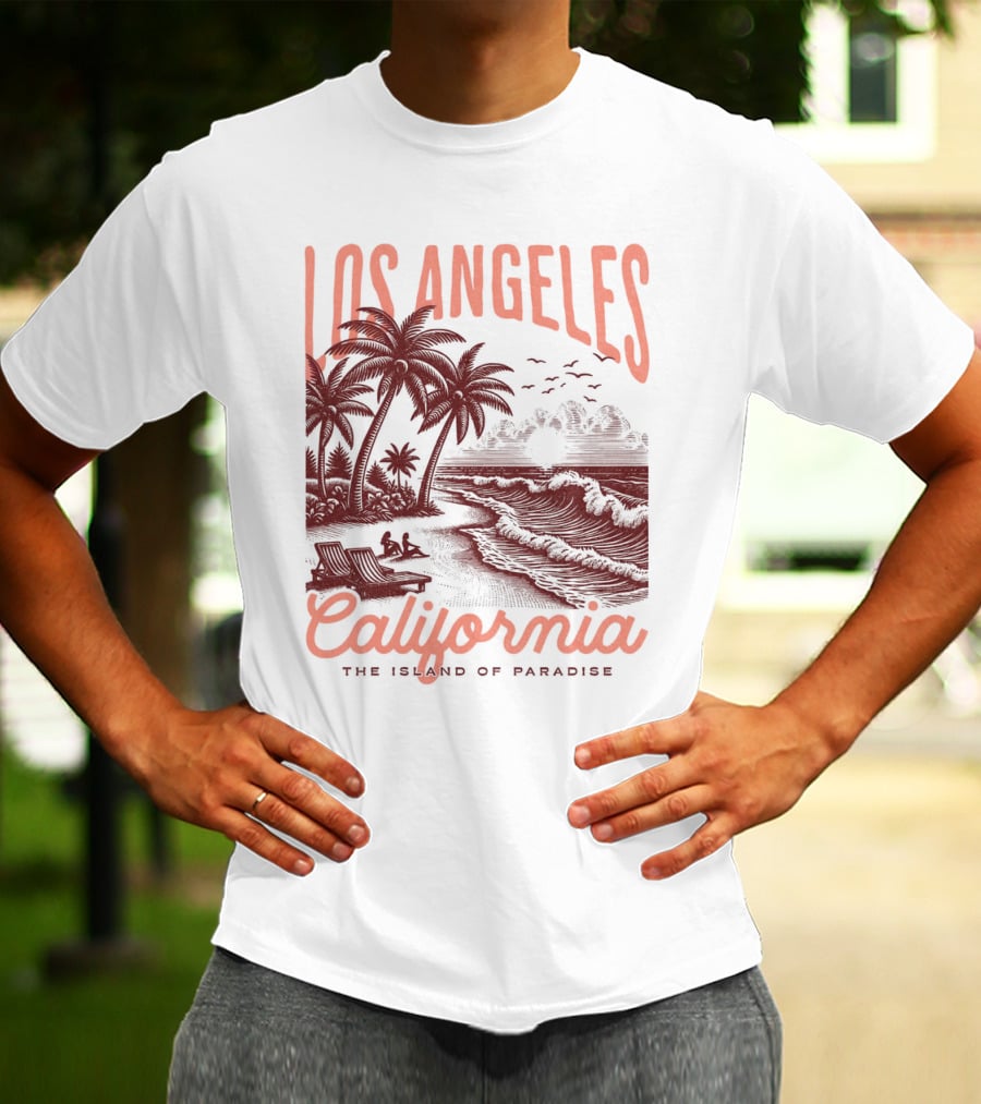 Los Angeles California The Island Of Paradise Vintage Beach T-Shirt