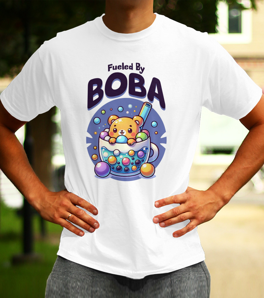Fueled By Boba Cute Bubble Tea Bear T-Shirt
