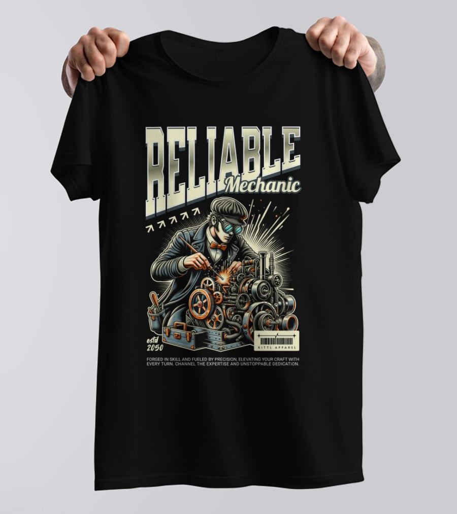 RELIABLE Mechanic Estd 2050 Skilled Precision Expertise KEITHS APPARELS T-Shirt