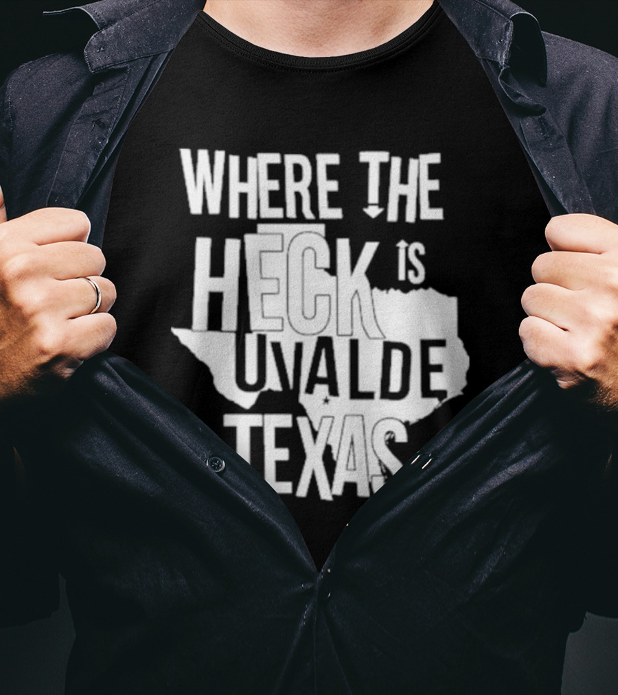 Where The Heck Is Uvalde Texas Map Outline T-Shirt