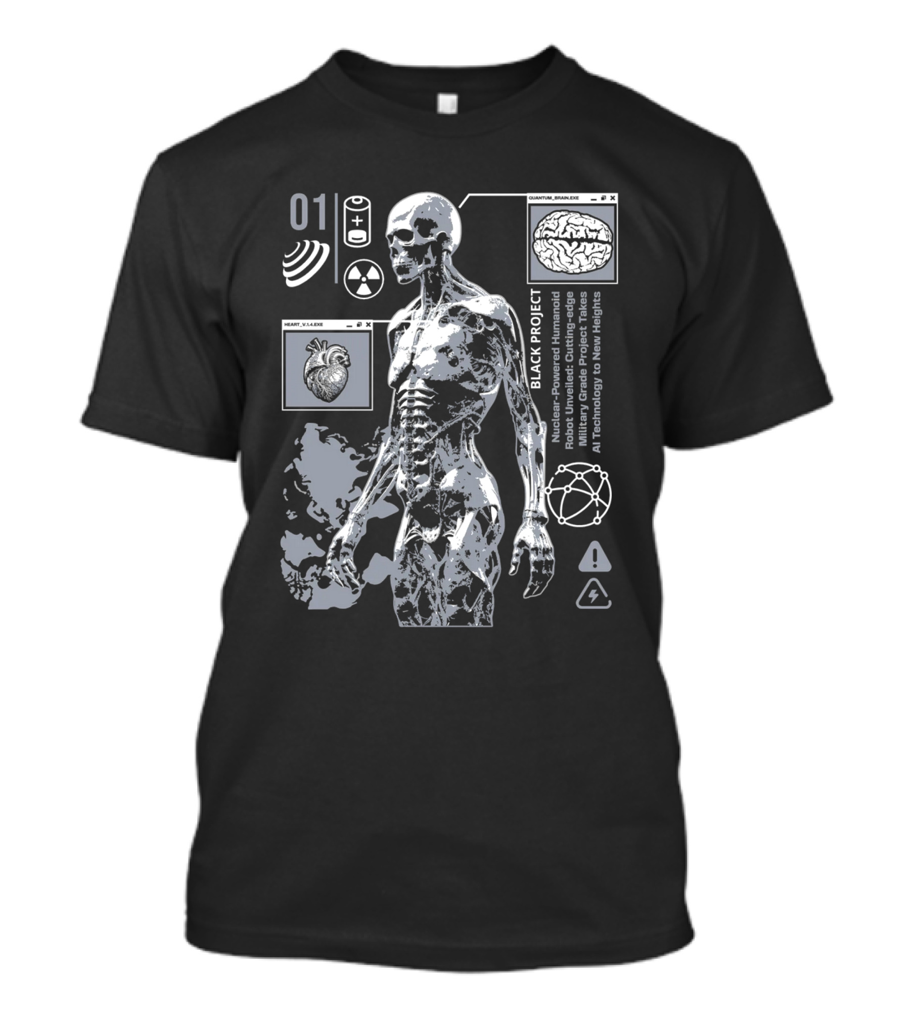 Black Project Nuclear Robust Humanoid Quantum Analysis T-Shirt