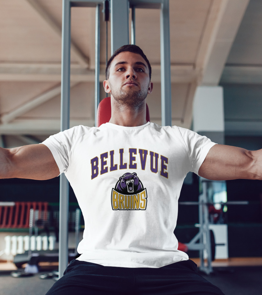 Bellevue University Bruins Roaring Bear Purple And Gold T-Shirt