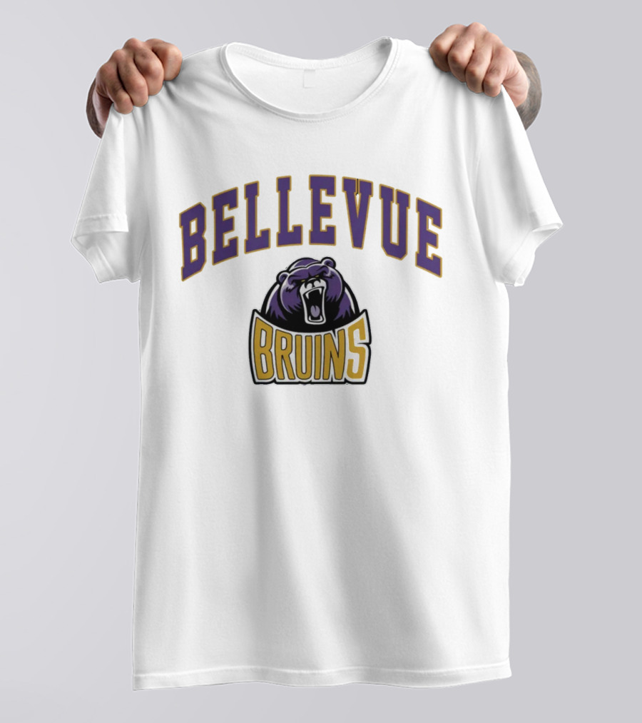 Bellevue University Bruins Roaring Bear Purple And Gold T-Shirt