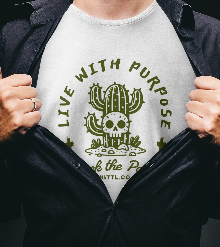 Live With Purpose Seek The Path Kittl Co Cactus Skull T-Shirt
