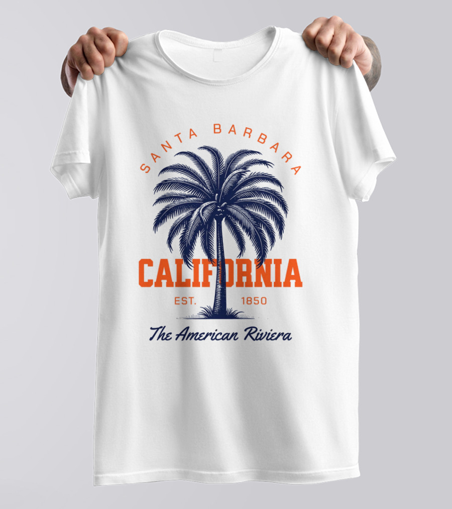 Santa Barbara California EST 1850 The American Riviera Palm Tree T-Shirt