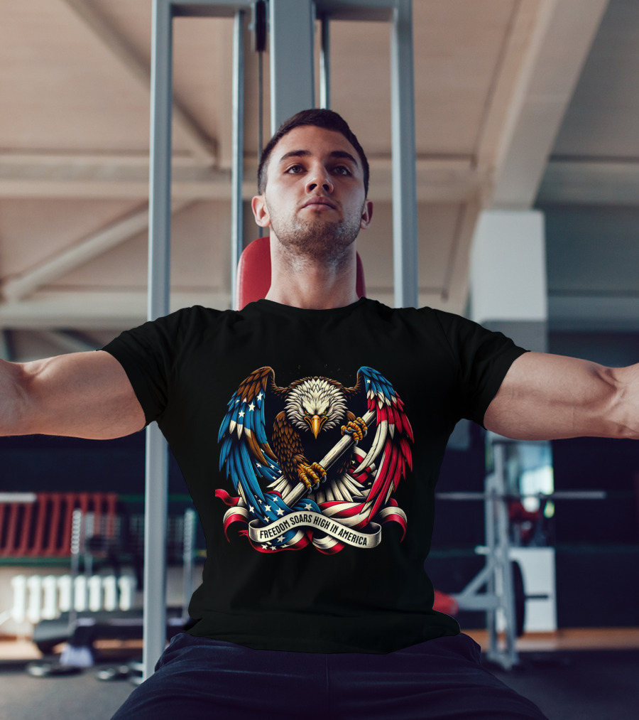 Strength In Unity Freedom Soars High In America Bald Eagle Flag T-Shirt