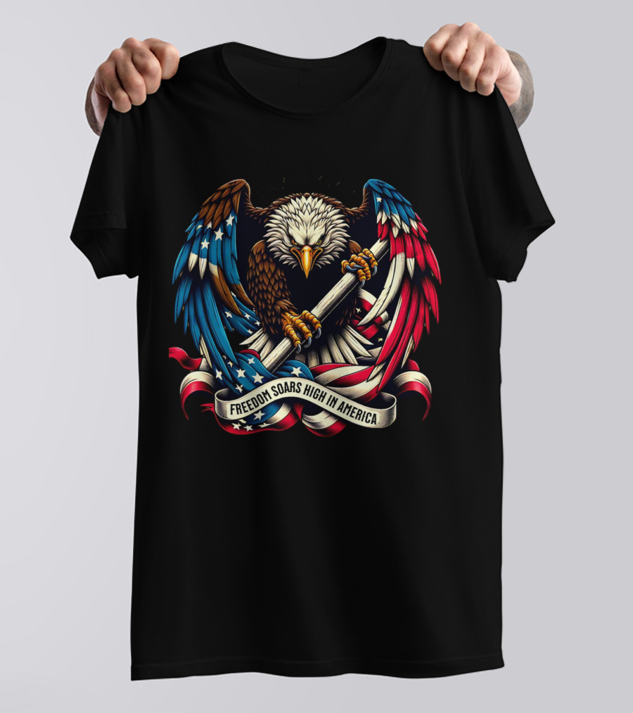Strength In Unity Freedom Soars High In America Bald Eagle Flag T-Shirt