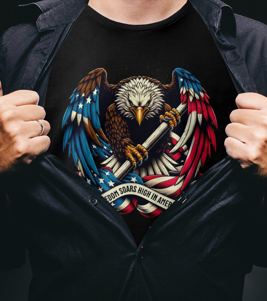 Strength In Unity Freedom Soars High In America Bald Eagle Flag T-Shirt