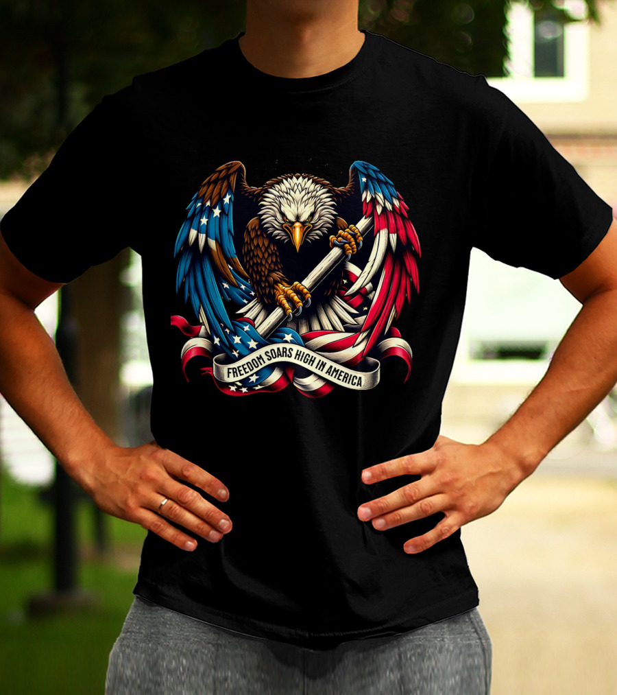 Strength In Unity Freedom Soars High In America Bald Eagle Flag T-Shirt