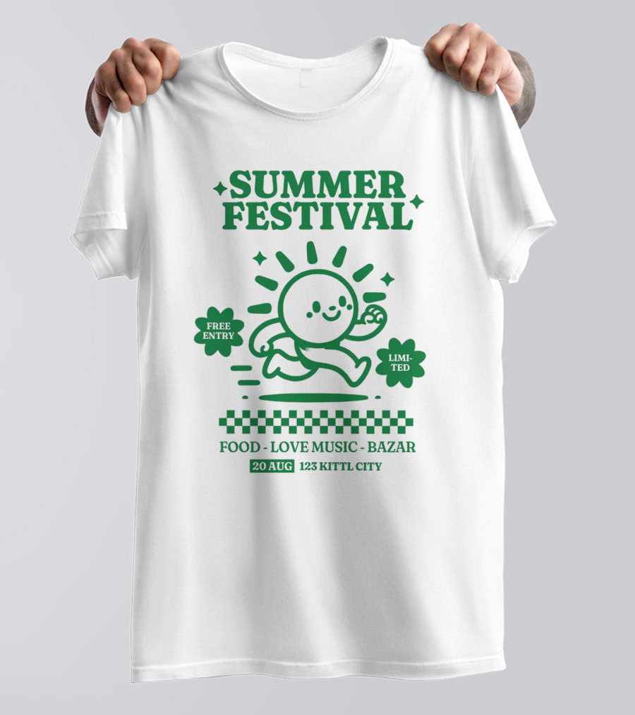 SUMMER FESTIVAL FREE ENTRY LIMITED FOOD LOVE MUSIC BAZAR 20 AUG 123 KITTL CITY T-Shirt