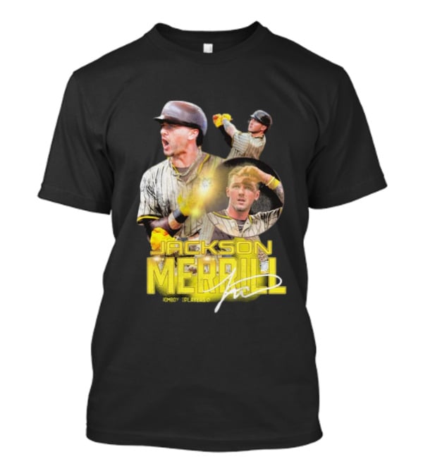 Jackson Merrill San Diego Padres Player Signature Baseball T-Shirt