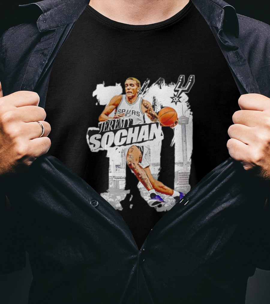 Jeremy Sochan Spurs Basketball San Antonio Skyline T-Shirt