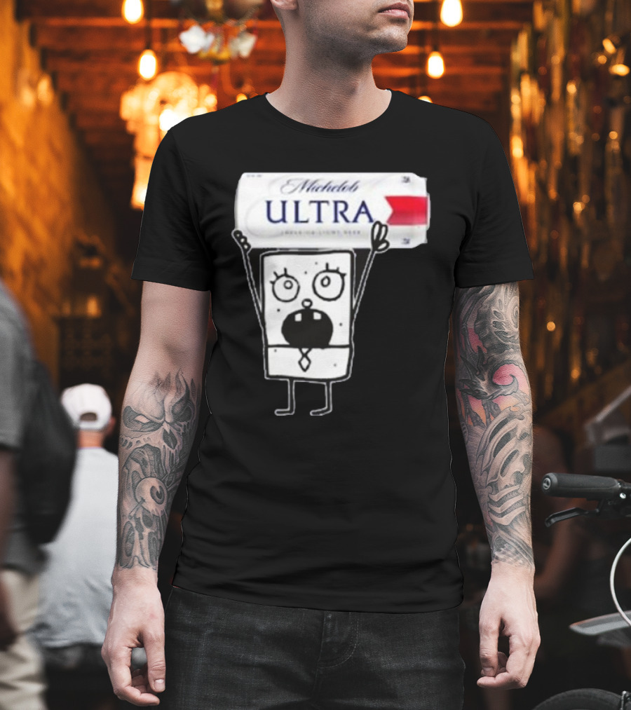 Doodlebob Michelob Ultra Holding Beer Can T-Shirt