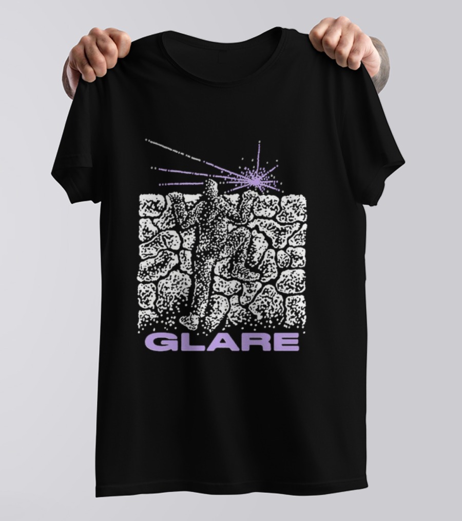 Glare Climber On Black Stone Wall With Purple Light Burst T-Shirt