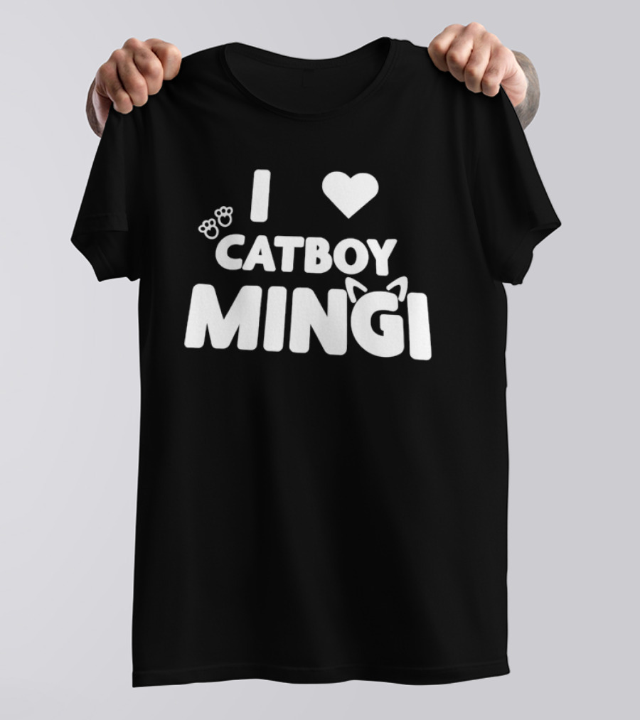 I Love Catboy Mingi Cat Ears And Paw Prints T-Shirt