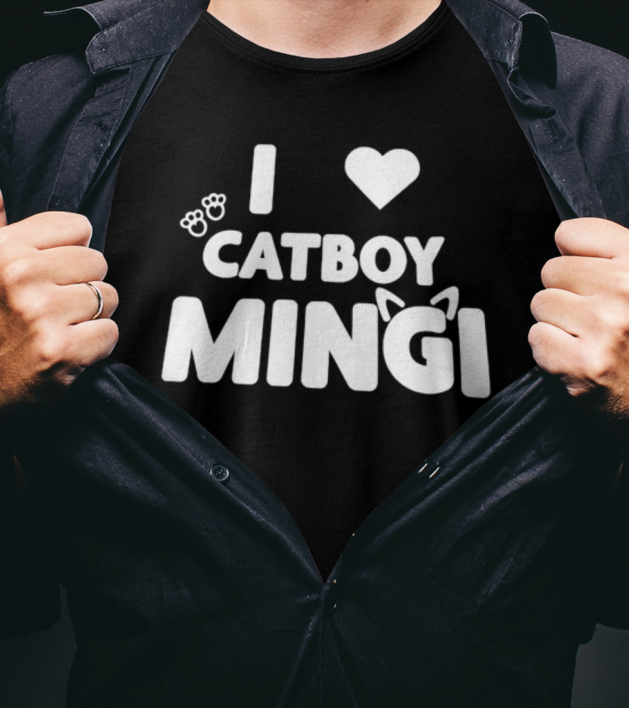 I Love Catboy Mingi Cat Ears And Paw Prints T-Shirt