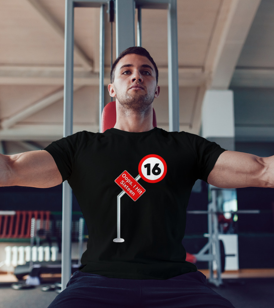 Oops I Hit Sixteen 16 Road Sign T-Shirt