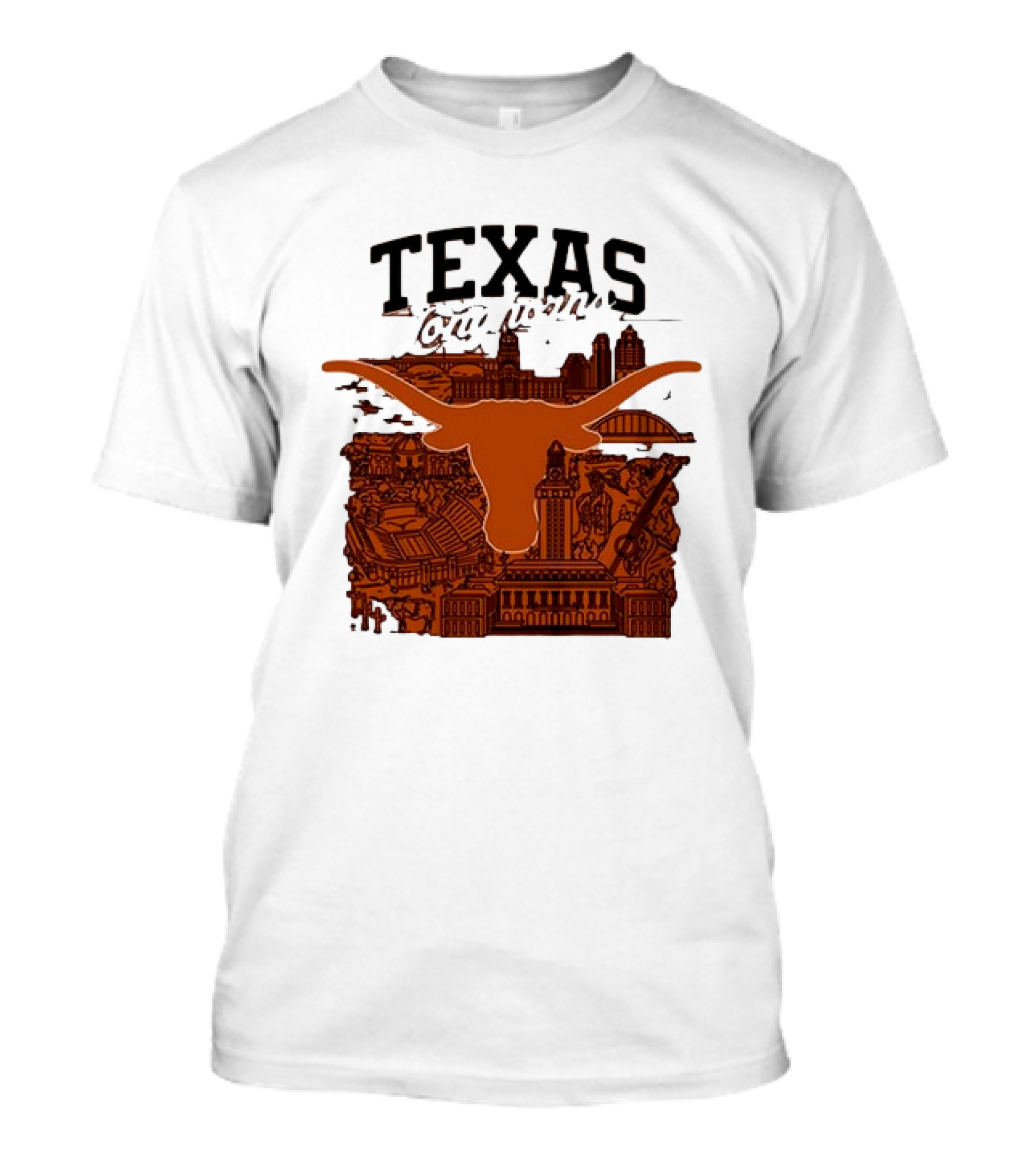 Texas Longhorns Burnt Orange City Skyline T-Shirt