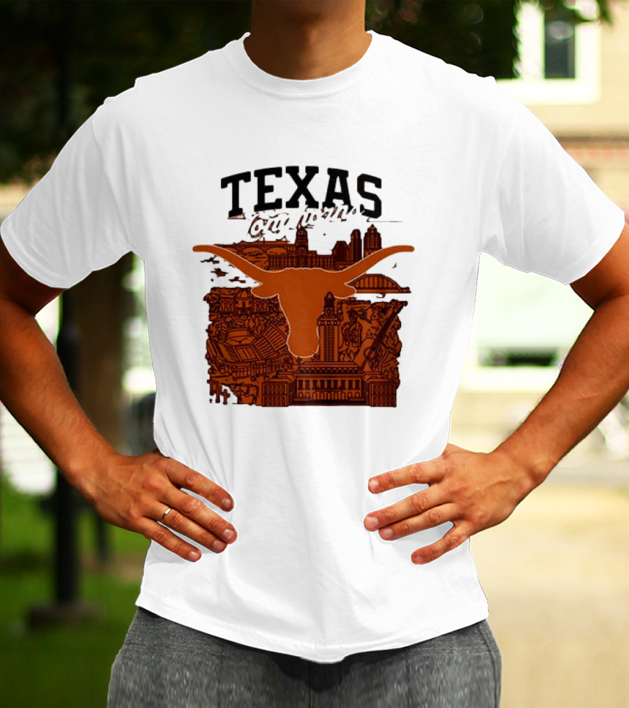 Texas Longhorns Burnt Orange City Skyline T-Shirt
