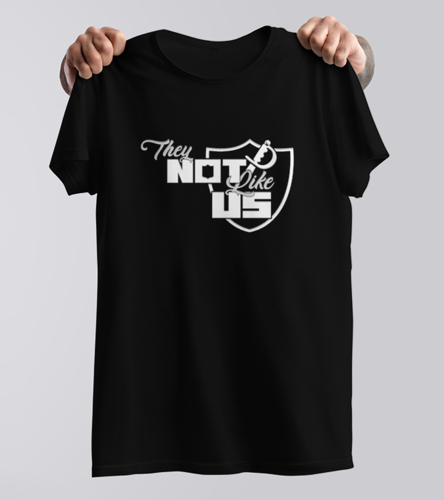 They Not Like Us Shield Logo Las Vegas Raiders T-Shirt