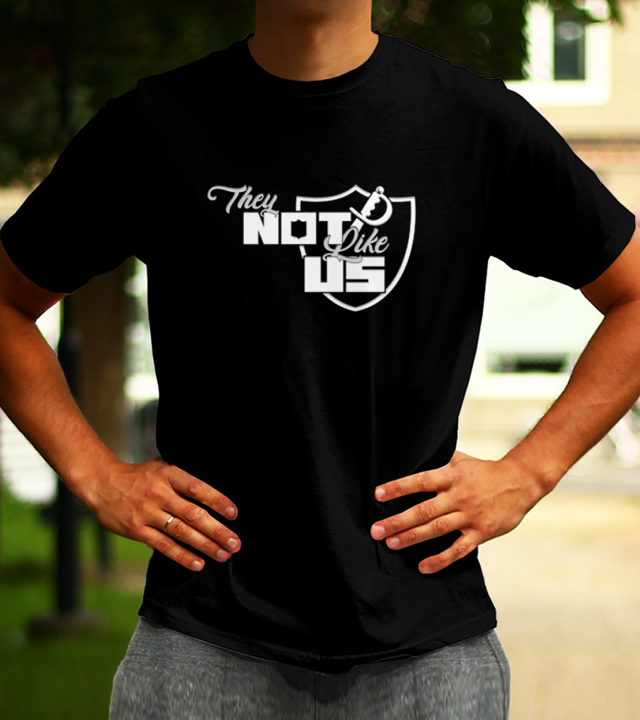 They Not Like Us Shield Logo Las Vegas Raiders T-Shirt