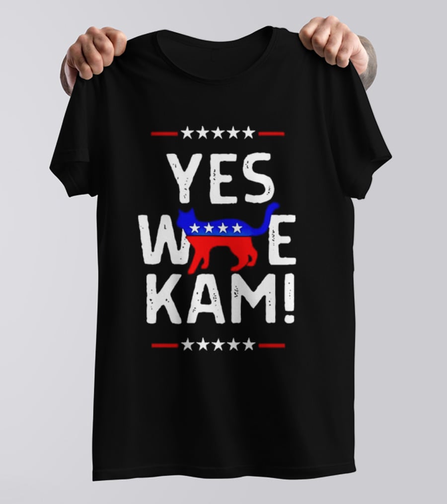 YES WE KAM CAT PRINT PATRIOTIC T-Shirt