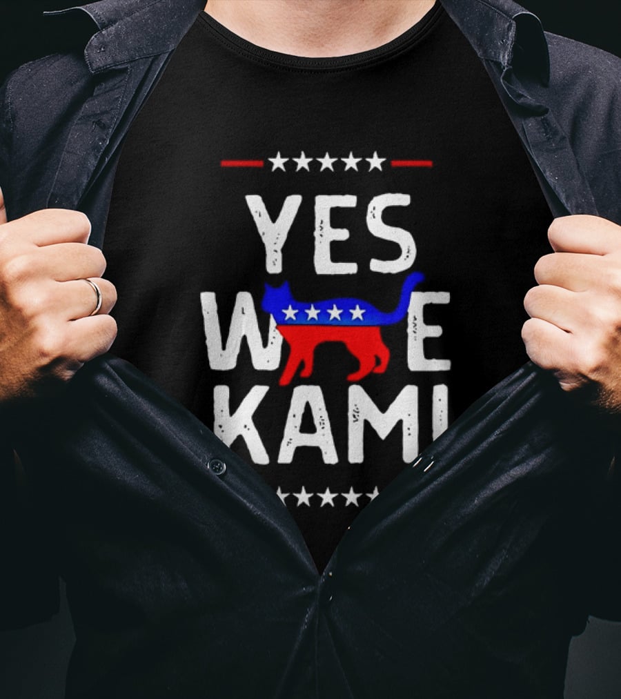 YES WE KAM CAT PRINT PATRIOTIC T-Shirt