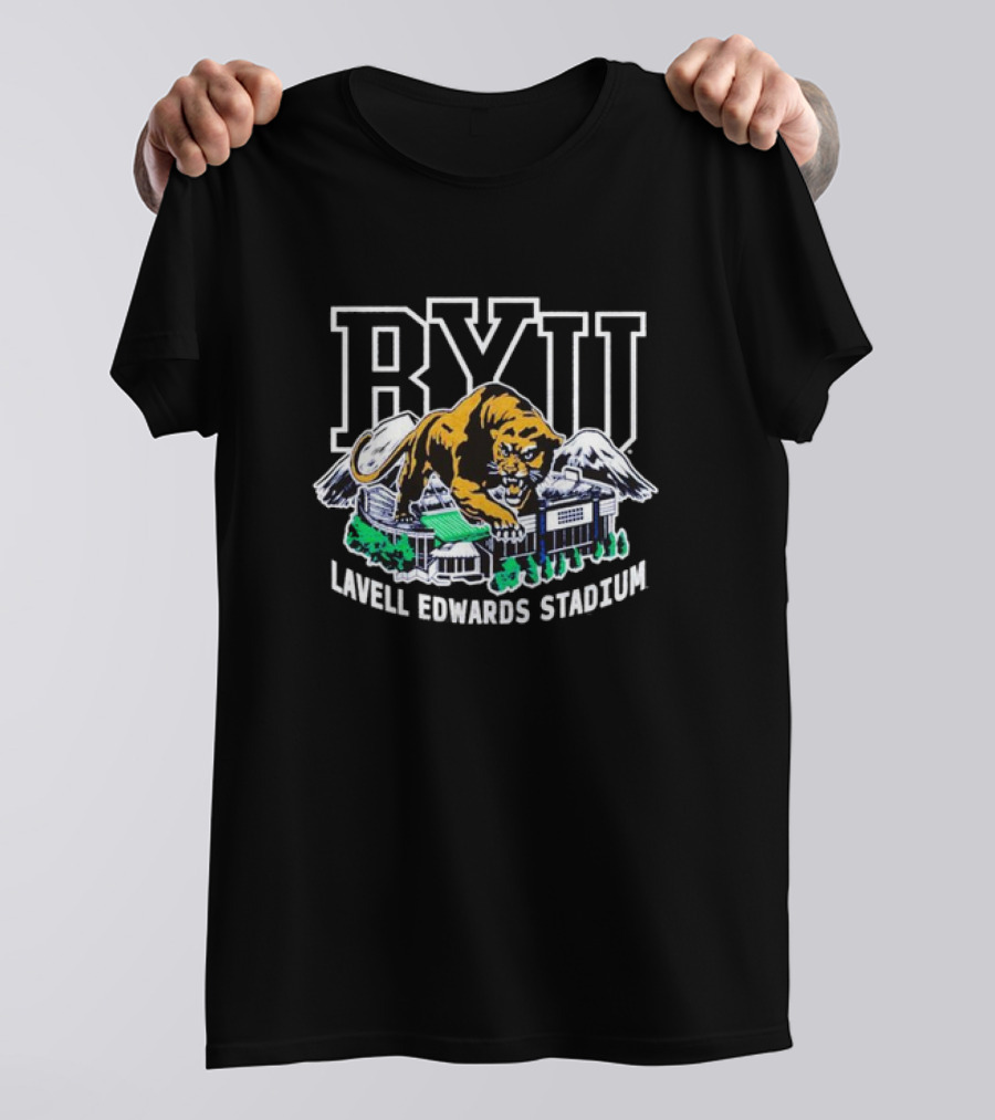 BYU Lavell Edwards Stadium Mountain Cougar T-Shirt
