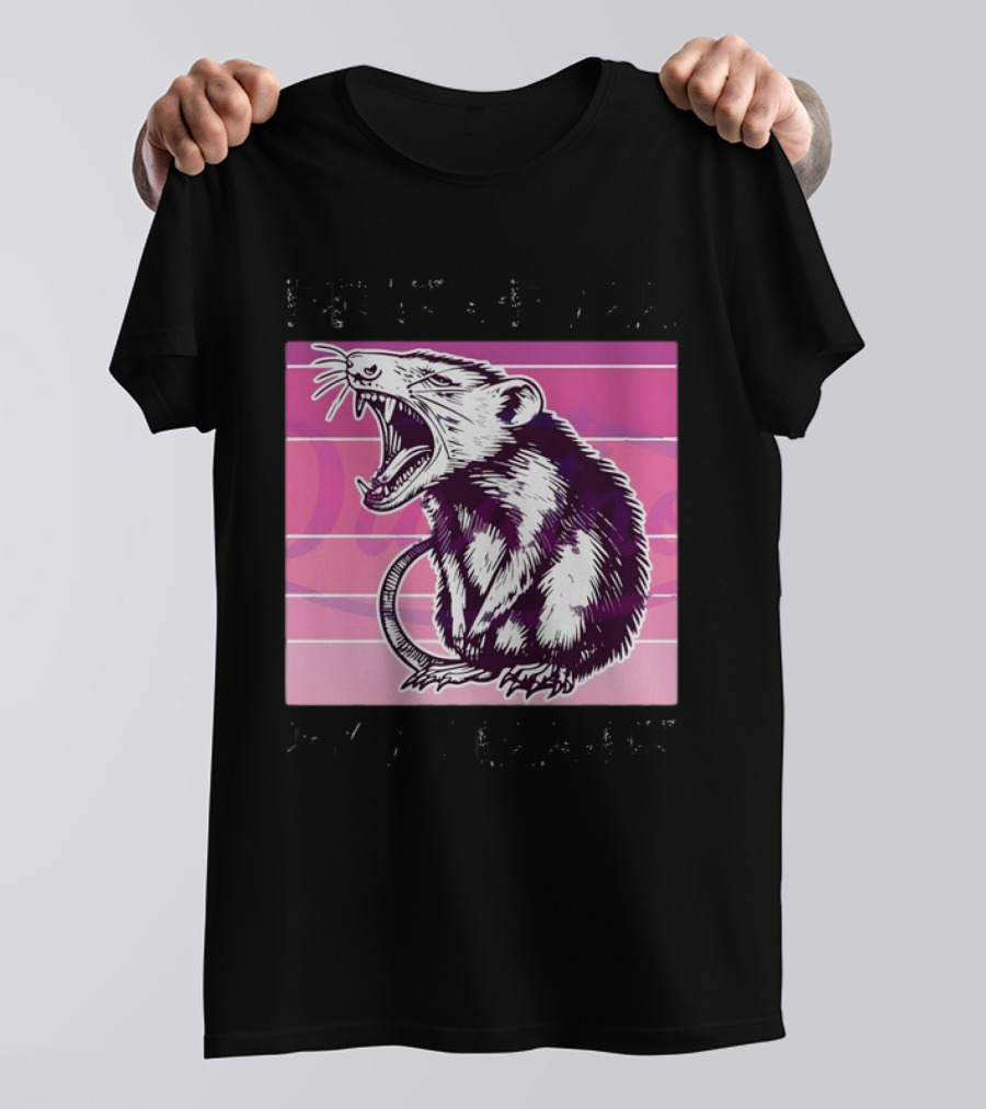 First Of All I’m A Delight Sarcastic Possum Yawning Sketch On Pink T-Shirt