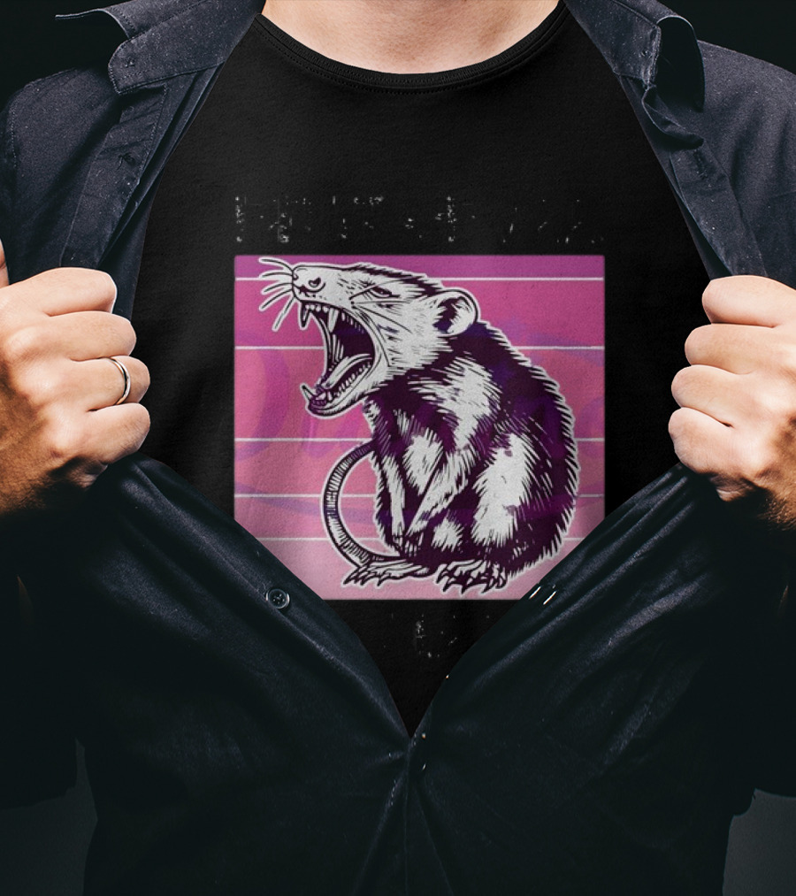 First Of All I’m A Delight Sarcastic Possum Yawning Sketch On Pink T-Shirt