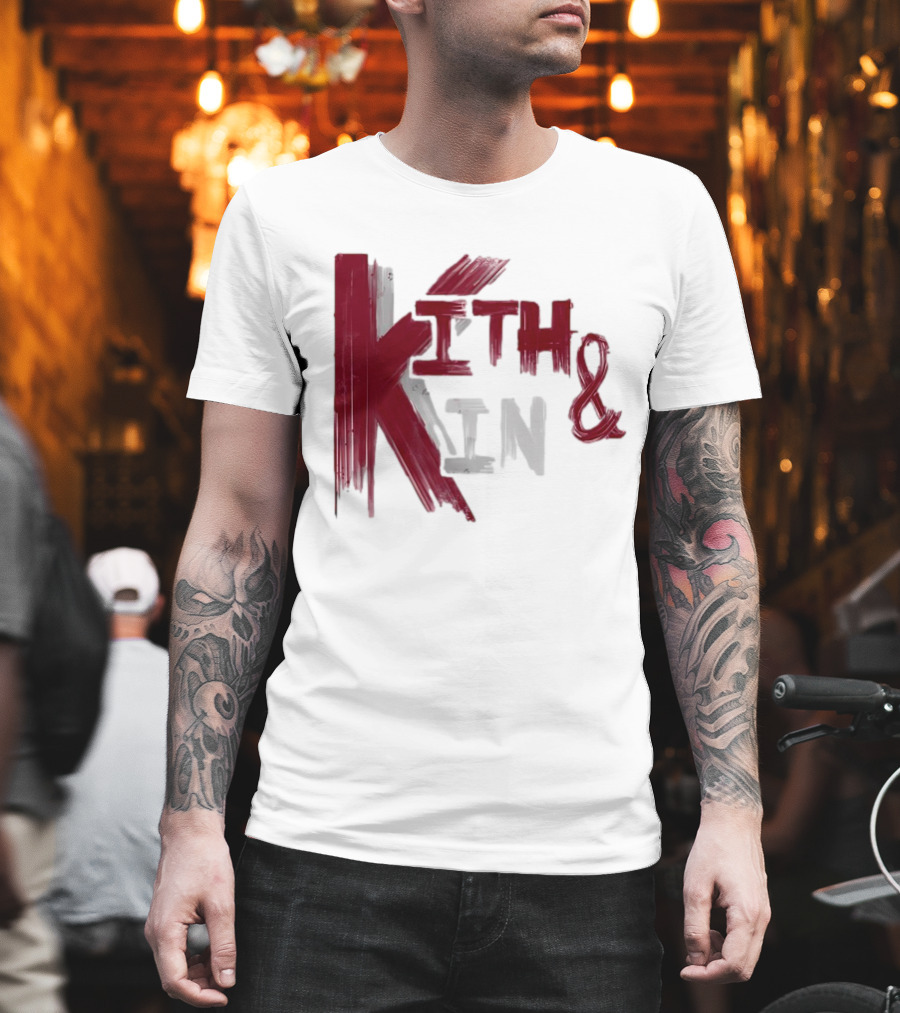 Kith And Kin Bold Red And Gray Text T-Shirt