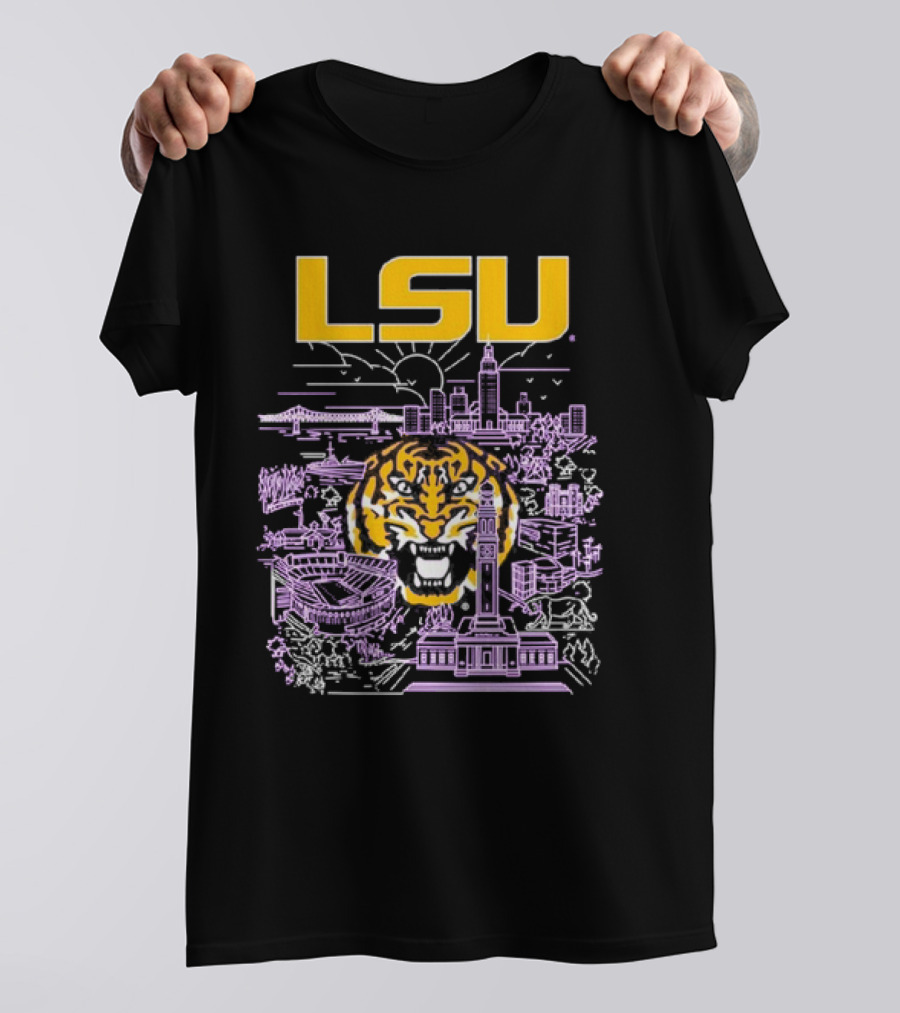 LSU Tigers City Skyline Baton Rouge Tiger T-Shirt