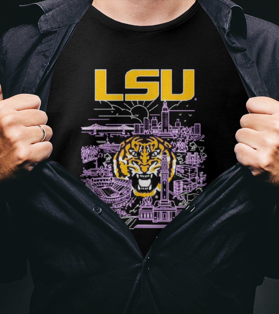 LSU Tigers City Skyline Baton Rouge Tiger T-Shirt