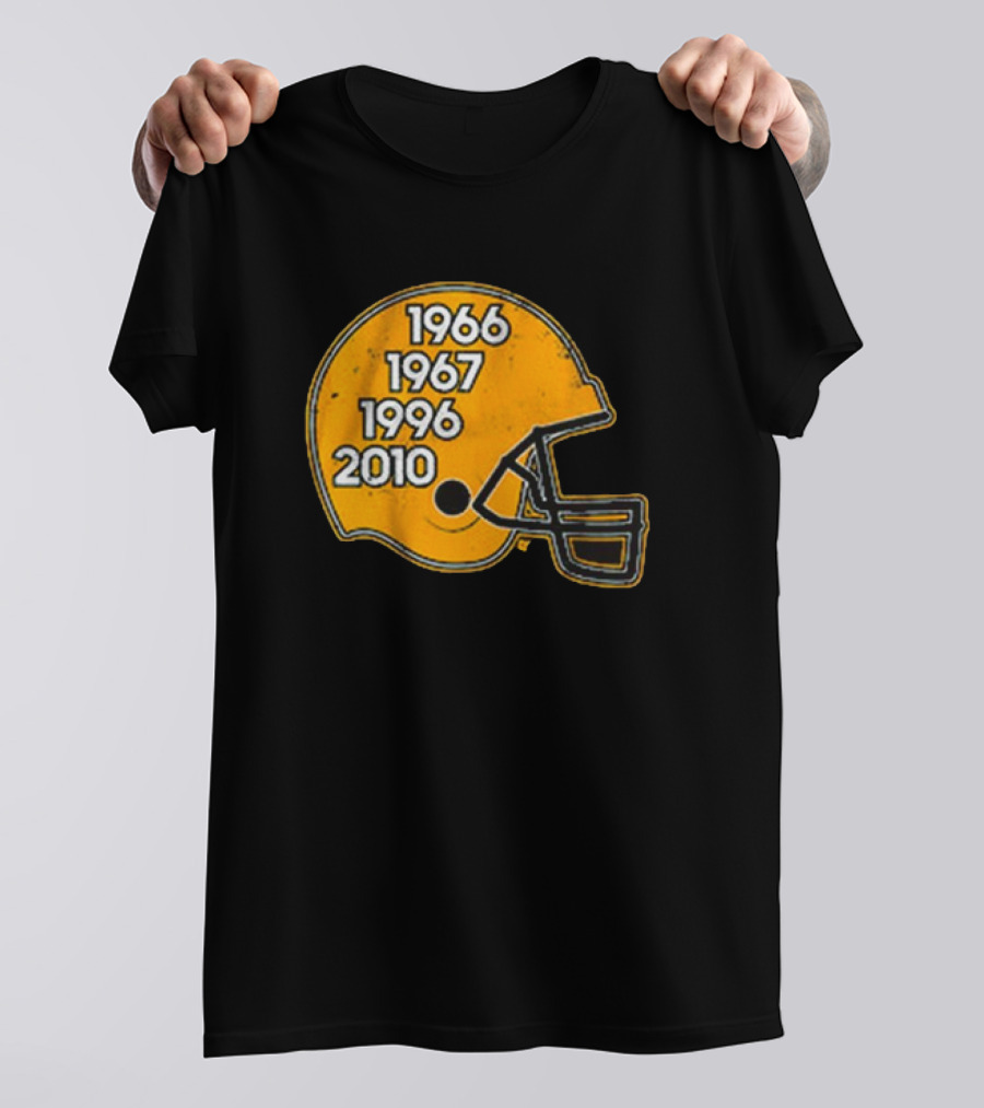 Green Bay Glory Years Helmet 1966 1967 1996 2010 Football T-Shirt